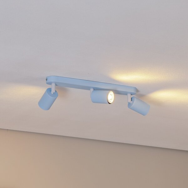 TK Lighting Таванна лампа Livia, светлосиня, 52 см, 3-крилна, метал, GU10, Затъмняване, Син, Детска стая, Метал
