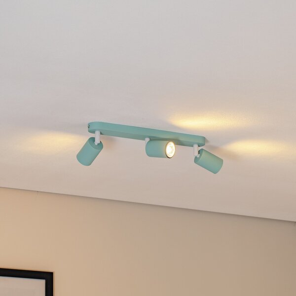 TK Lighting Таванна лампа Livia, ментово зелено, 52 см, 3-крило, метал, GU10, Затъмняване, Зелен, Детска стая, Метал