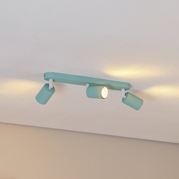 TK Lighting Таванна лампа Livia, ментово зелено, 52 см, 3-крило, метал, GU10, Затъмняване, Зелен, Детска стая, Метал