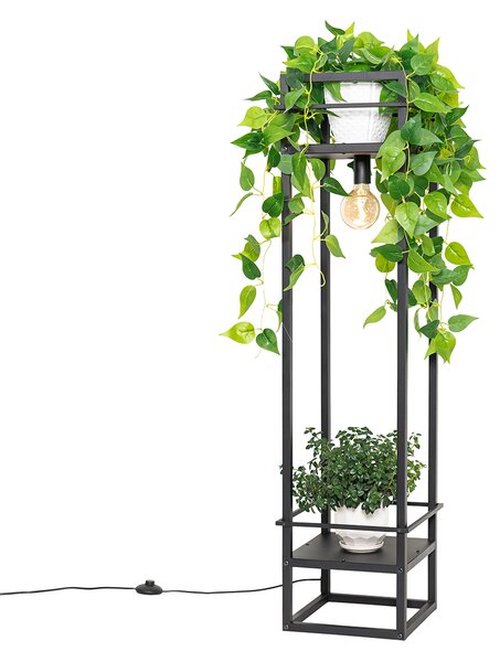 Интелигентна индустриална подова лампа черна с WiFi G95 - Cage Rack