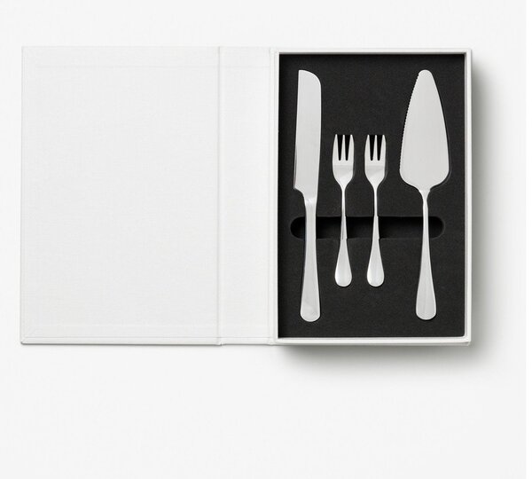 Бели/сребристи десертни вилици в комплект от неръждаема стомана The Essentials Cake Tools – Printworks