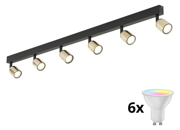 LED RGBW димируемо точково осветително тяло TOP 6xGU10/6,5W/230V 2700-6500K черно/златно
