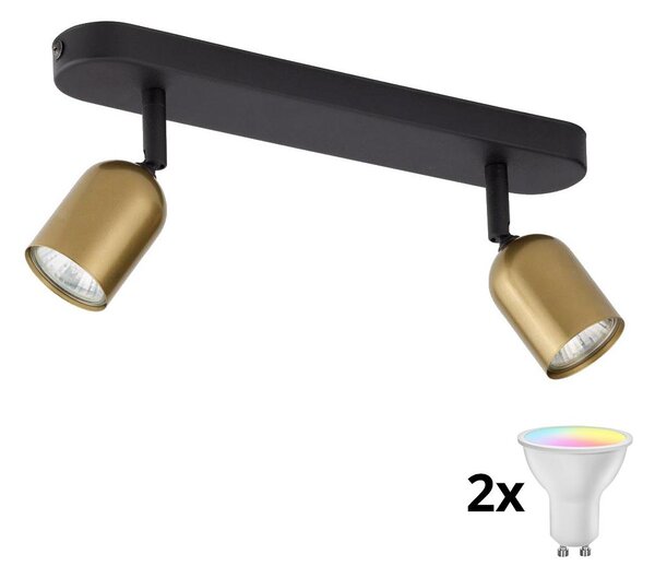 LED RGBW димируемо точково осветително тяло TOP 2xGU10/6,5W/230V 2700-6500K златисто/черно