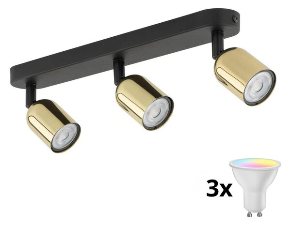 LED RGBW димируемо точково осветително тяло TOP 3xGU10/6,5W/230V 2700-6500K черно/златно