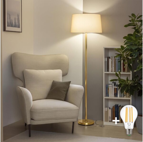 Brilagi - LED подова лампа CERIA 1xE27/20W/230V, диаметър 45 см, бежова/златна