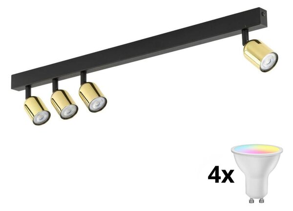 LED RGBW димируемо точково осветително тяло TOP 4xGU10/6,5W/230V 2700-6500K черно/златно