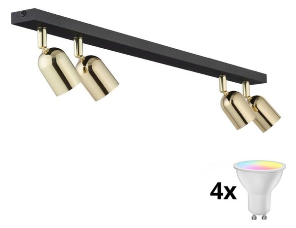 LED RGBW димируемо точково осветително тяло TOP 4xGU10/6,5W/230V 2700-6500K черно/златно