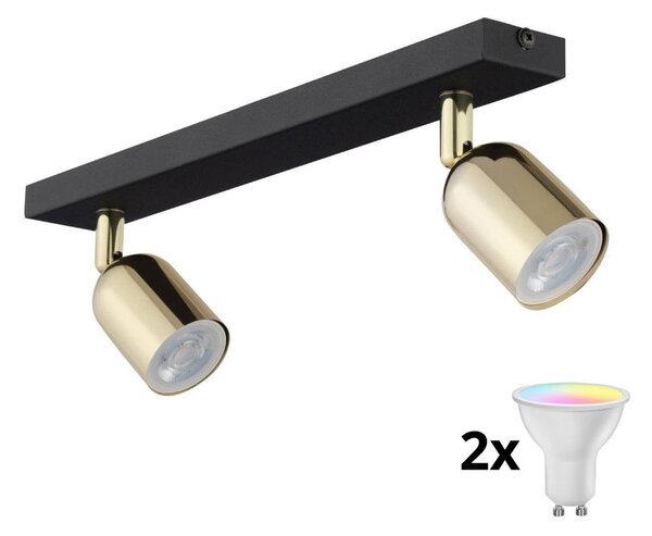Димируемо LED RGBW точково осветително тяло TOP 2xGU10/6,5W/230V 2700-6500K черно/златно