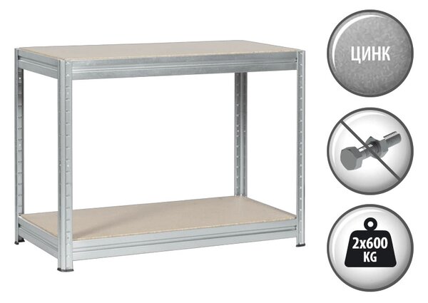 МЕТАЛЕН СТЕЛАЖ MEGA 87x160x60 см, ДО 600 КГ НА РАФТ - ЦИНК