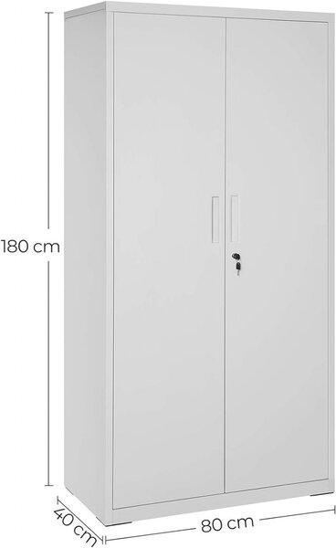 Метален шкаф за съхранение, Songmics, Сив, 80x40x180 см