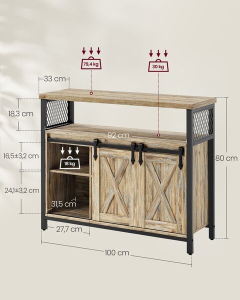 Конзола Vasagle Тюркоаз 100x33x80 см