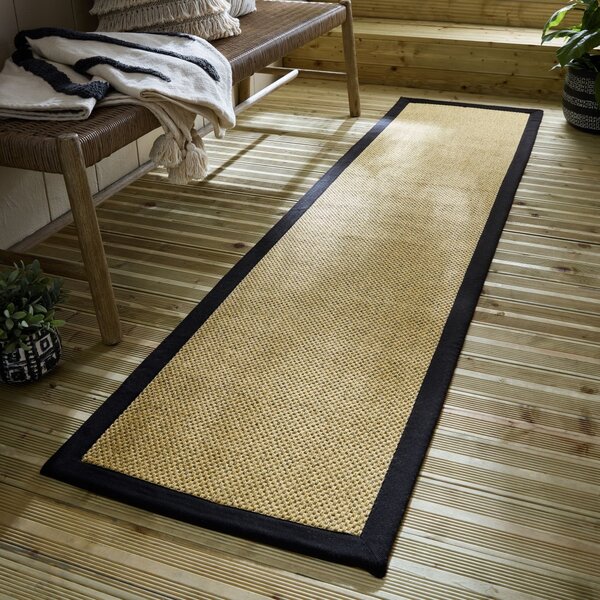 Изглед на сизал на открито Sisal Outdoor Black 60x230 cm, Flair Rugs