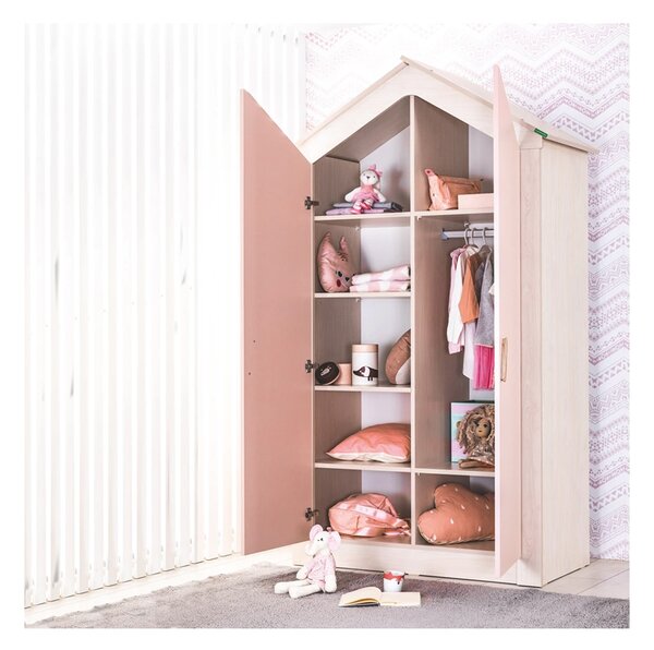 ДВУКРИЛЕН ДЕТСКИ ГАРДЕРОБ PINK HOUSE