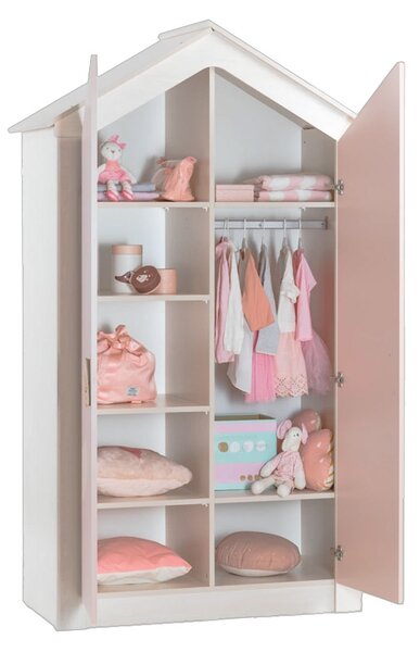 ДВУКРИЛЕН ДЕТСКИ ГАРДЕРОБ PINK HOUSE