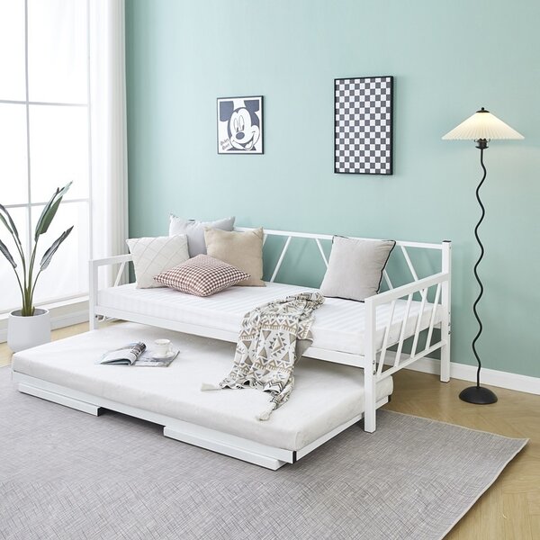 Разтегателен диван Bed-Sofa Remmie White 94x198x81 cm