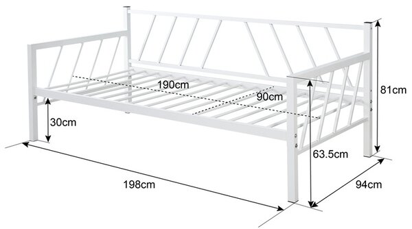 Разтегателен диван Bed-Sofa Remmie White 94x198x81 cm