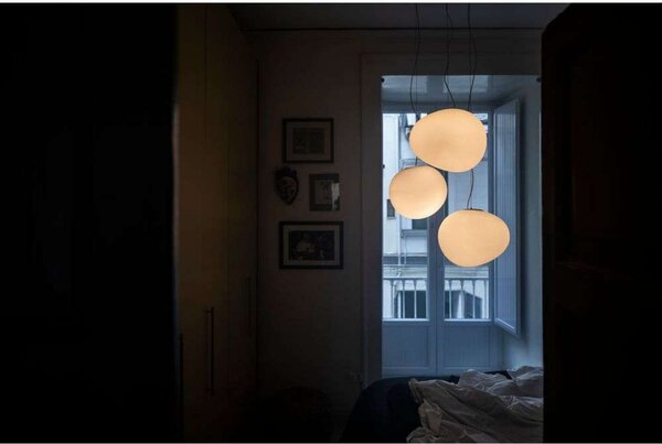Foscarini Висяща лампа Gregg Medium, бяла, височина 26 см, Затъмняване, Бял, Дневна/трапезария, Стъкло