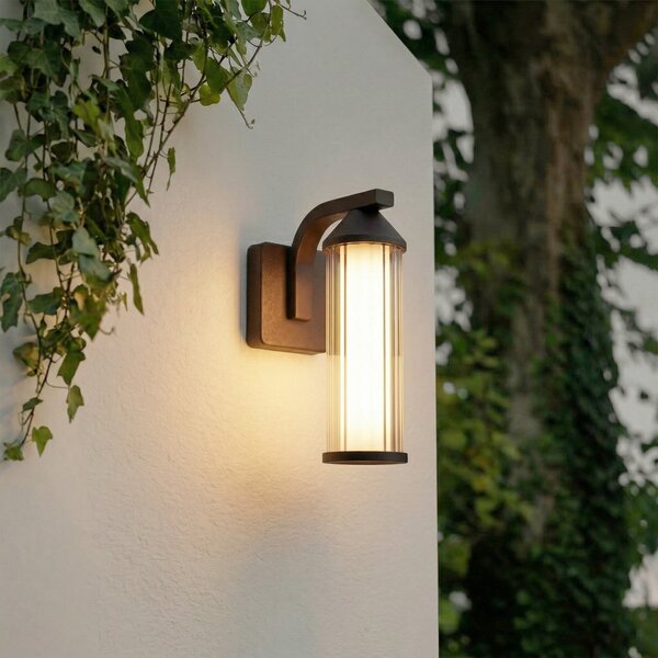 Lindby LED външна стенна лампа Neravio, ръжда, височина 26 cm, IP54, Кафяв / ръждив, Алуминий, Модерен