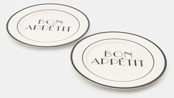 Sinsay - Керамични чинии с надпис Bon appétit 2 pack - многоцветен