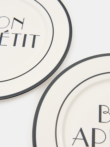 Sinsay - Керамични чинии с надпис Bon appétit 2 pack - многоцветен