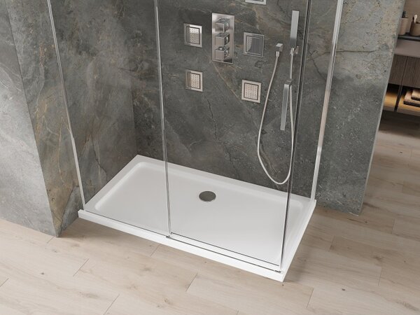 Mexen Omega раздвижна душ кабина 130 x 70 см, прозрачна, хром + поддушник Flat
