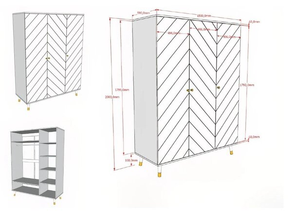 Бял детски гардероб 150x200 cm BILLY – Vipack