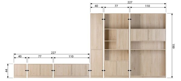 Модулна етажерка за книги с дъбов декор в естествен цвят 110x199 cm Modulair - vtwonen