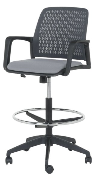 РАБОТЕН ОФИС СТОЛ 7556 - ЧЕРНА РАМКА - СИВ