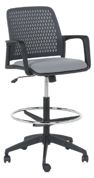 РАБОТЕН ОФИС СТОЛ 7556 - ЧЕРНА РАМКА - СИВ