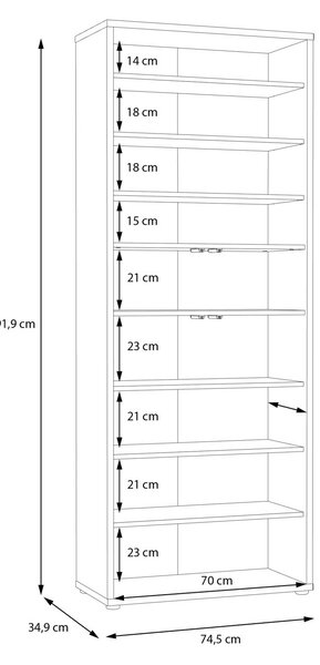 Гардероб за обувки FIVETEEN, 74.5/191.9 см, дъб артисан