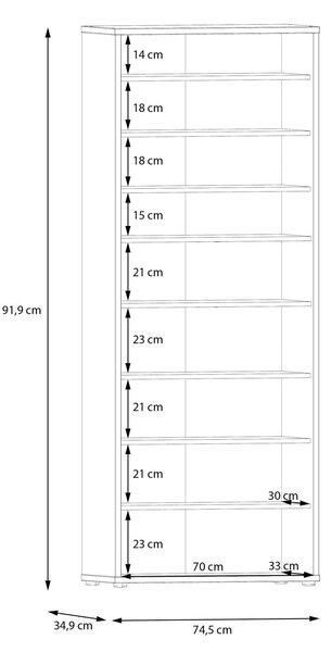 Гардероб за обувки FIVETEEN, 74.5/191.9 см, теракота