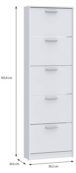 Шкаф за обувки SIXTEEN, 58.2/185.5 см, бял