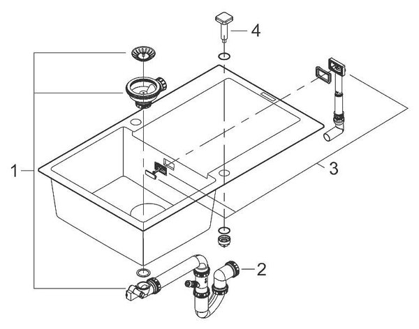 Grohe K500 Композитна кухненска мивка с отцедник, 860 x 500 мм, черен гранит