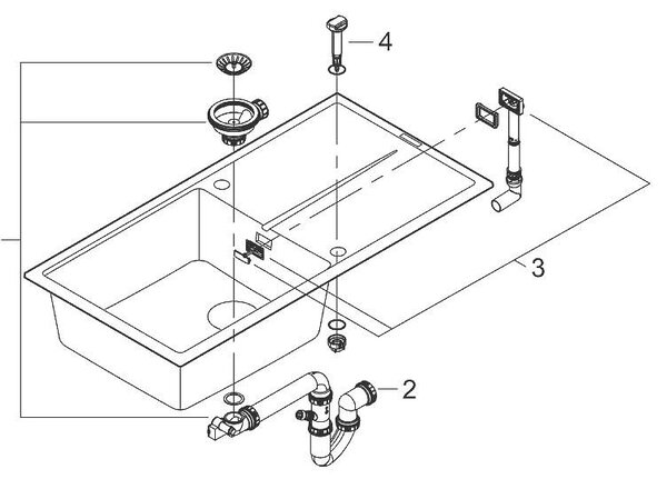 Grohe K400 Композитна кухненска мивка с отцедник, 1000 x 500 mm, черен гранит