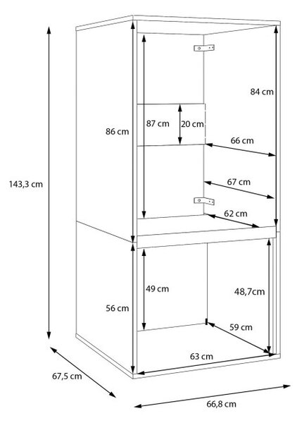 Шкаф за пералня TWENTY TWO, 66.8/143.3 см, бяло
