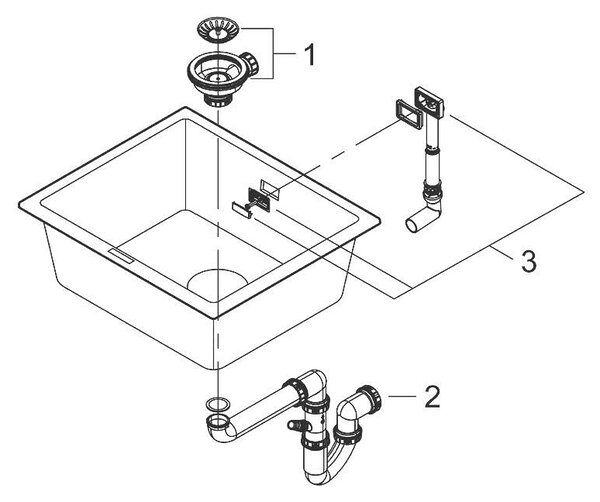 Grohe K700U Композитна кухненска мивка, 533 x 457 mm, черен гранит