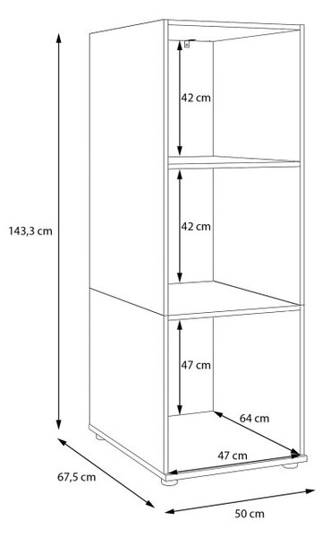 Шкаф TWENTY TWO, 50/143.3 см, бял
