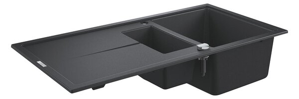 Grohe K400 Композитна кухненска мивка с отцедник, 1000 x 500 mm, двукоритна, черен гранит