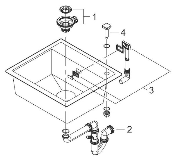 Grohe K700 Композитна кухненска мивка, 560 x 510 mm, черен гранит