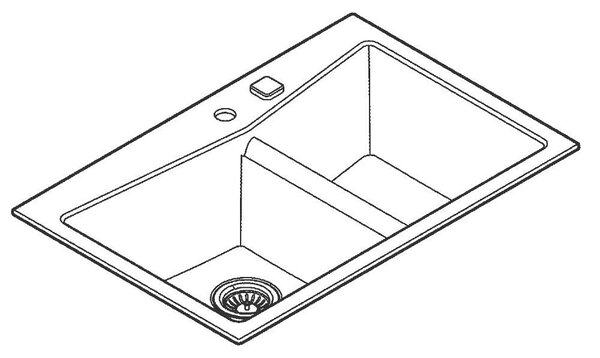 Grohe K700 Композитна кухненска мивка, 838 x 559 mm, две корита, черен гранит