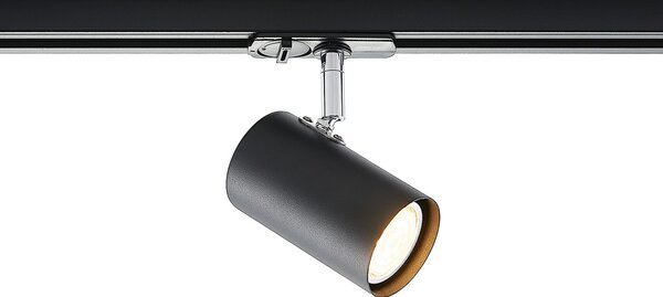 Lindby 1-контурна релсова система Linaro, GU10, 10 светлини, черно, Затъмняване, Черен, Коридор, Пластмаса, Модерен