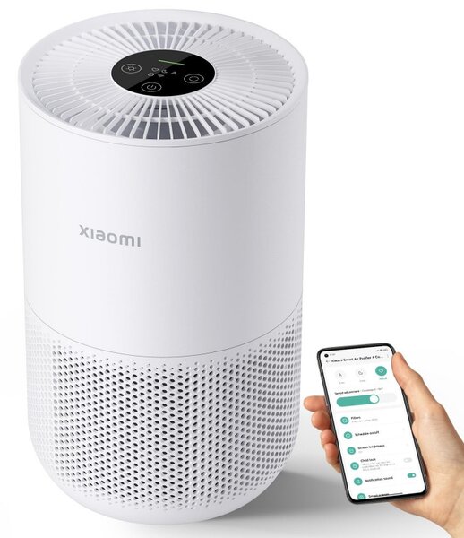 Пречиствател за въздух Xiaomi Smart Air Purifier 4 Compact BHR5860EU, 27W, 27 м2, 230м3/ч, PM2.5, Индикатори за качество на въздуха, SMART, Mi Home, Бял