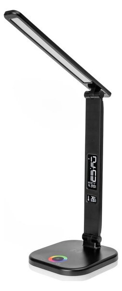 LED RGBW Димируема лампа с безжично зареждане и дисплей USB порт 6W/5V 3000-6500K черен