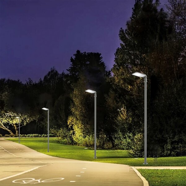 Brilagi-LED Външна лампа със стълб и кабел 3 m URBANLIGHT LED/100W/230V, сива, IP65