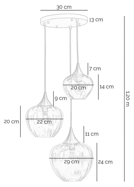 ONLI - Полилей с кабел ELIDE 3xE27/15W/230V черен/меден