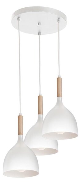 Пендел NOAK WOOD 3xE27/15W/230V бял/бук