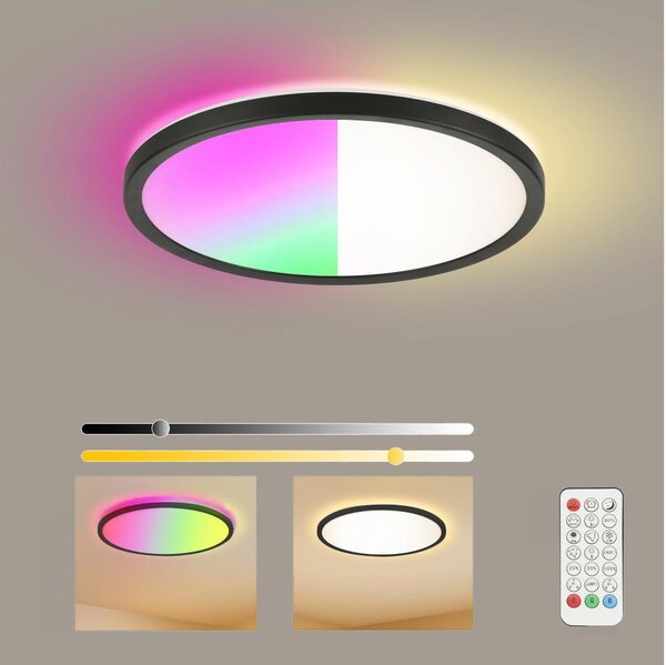 Brilagi - LED RGB димируемо осветително тяло ULTRA SLIM LED/18W/230V Ø 30 см, черно + дистанционно управление