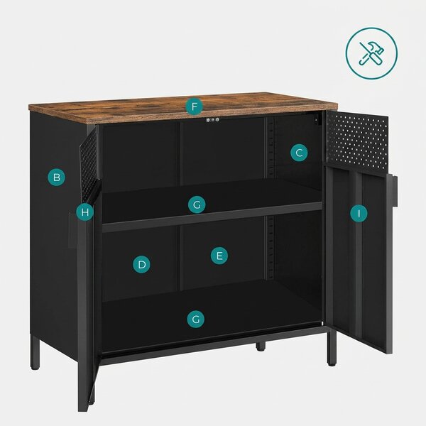 Комод с 2 врати, Songmics, 80 x 40 x 76 см, LSC102B01, Сив