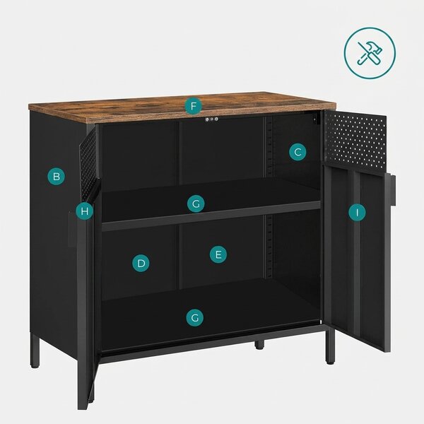 Комод с 2 врати, Songmics, 80 x 40 x 76 см, LSC102B01, Сив