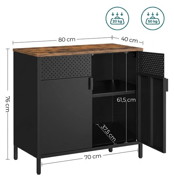 Комод с 2 врати, Songmics, 80 x 40 x 76 см, LSC102B01, Сив